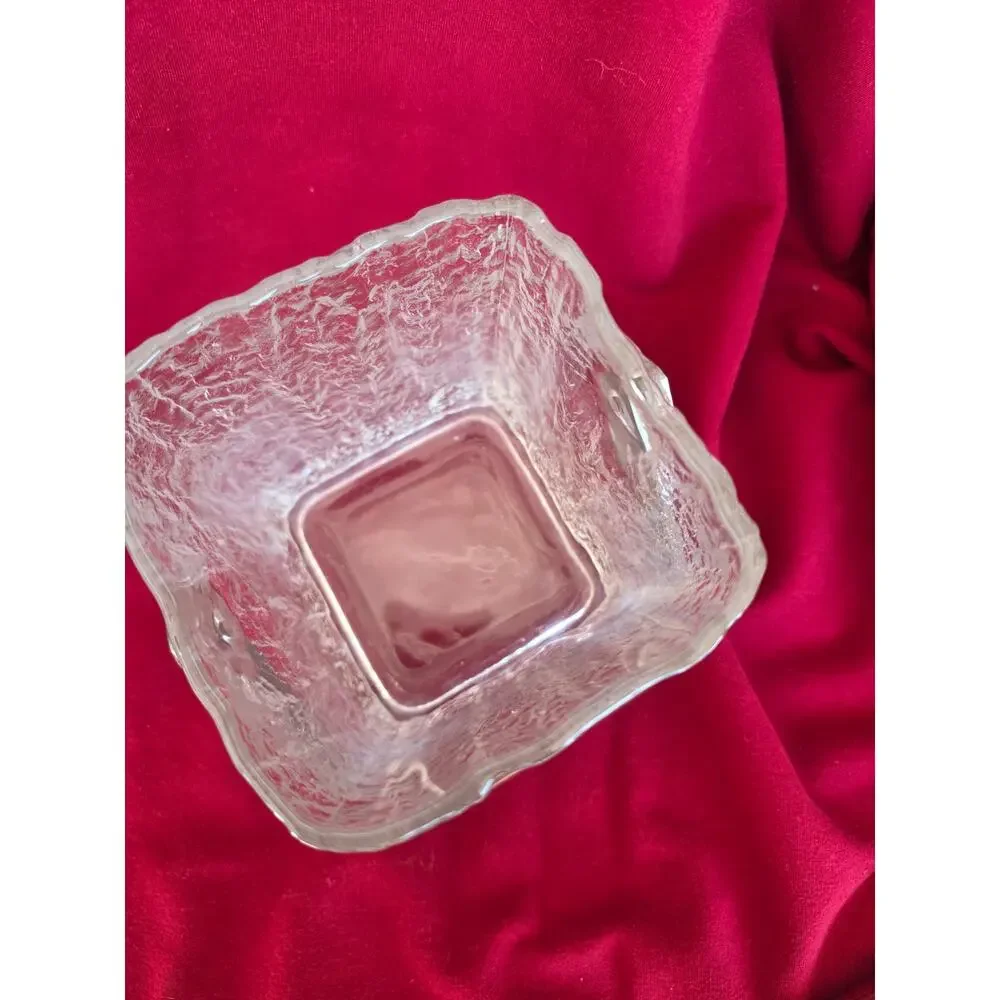 Vintage Hoya Japan Square Glass Ice Bucket Barware Melting Ice cube MCM